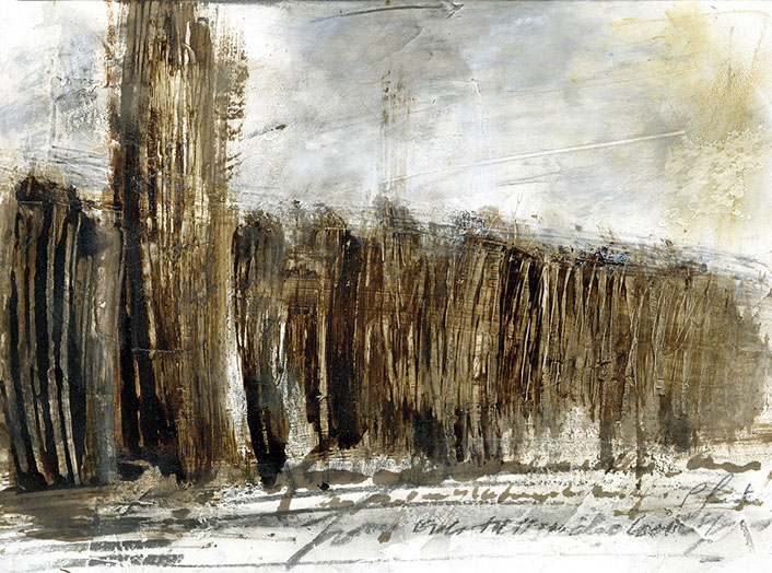 Grigie atmosfere, Olio e tecnica mista su carta, cm 24x33, 2010