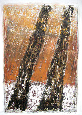 Natura, Olio e tecnica mista su carta/tela, cm 70x50, 2004