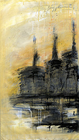 Ambiente industriale 3, Olio, smalto, e bitume su tela, cm 105x60, 2010