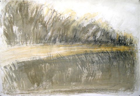 Paesaggio, Acquerello, gessetto e carboncino su carta, cm 33x48, 2006