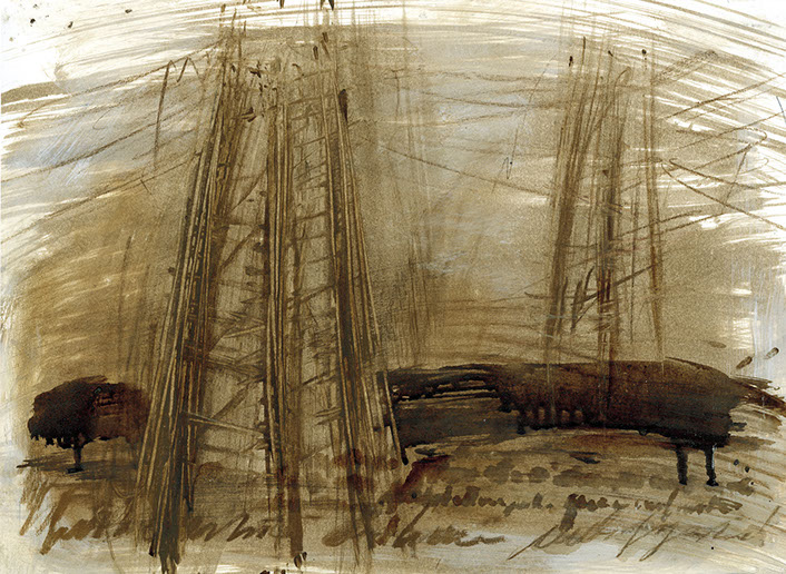 Ricordi 1, Olio, smalto e acrilico su carta, cm 24x33, 2010