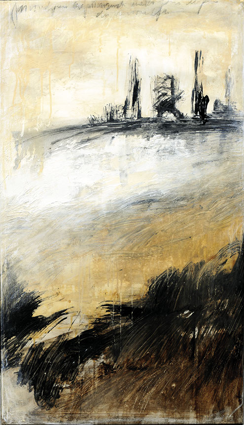 Orizzonte nero, Olio, smalto, e bitume su tela, cm 105x60, 2010