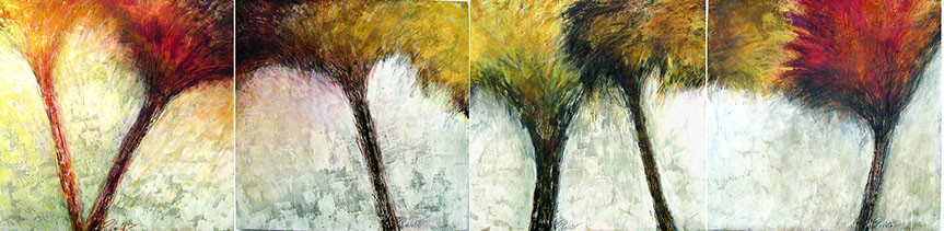 Natura, Polittico, Olio e tecnica mista su tela, cm 60x120, 2005