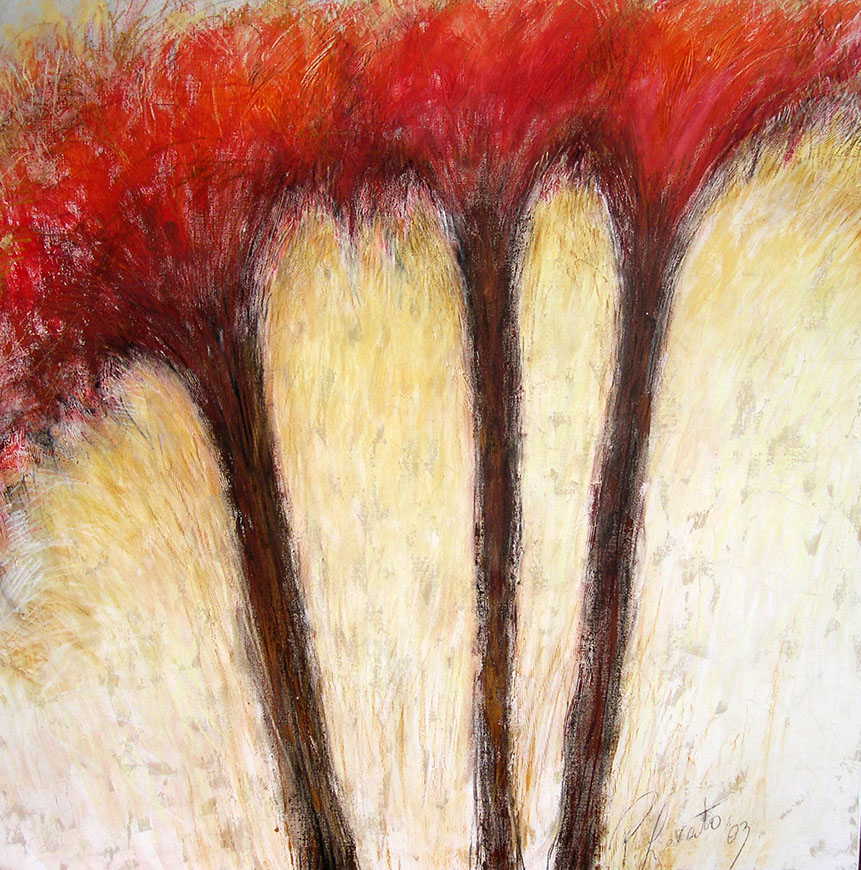 Senza titolo, Olio e tecnica mista su tela, cm 100x100, 2005