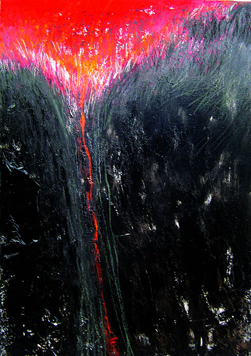 Anima di fuoco, Smalto e tecnica mista su tela, cm 70x50, 2005